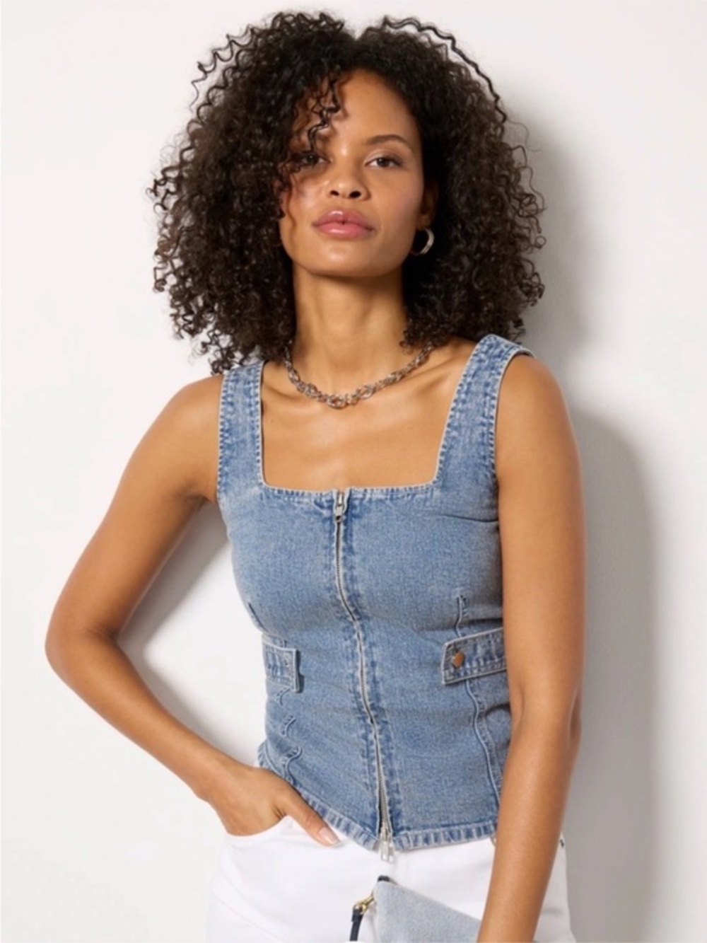 Evereve • Mitchie Corset Top Tank Vest S Blue